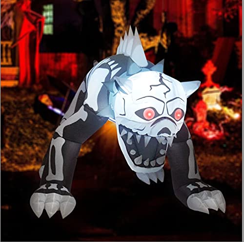 GOOSH 5Ft Halloween Inflatable Standing Skeleton Dog with Build-in LED Lights Blow Up Yard Decoration Clearance with LED Lights Built-in for Holiday/Party/Yard/Garden
