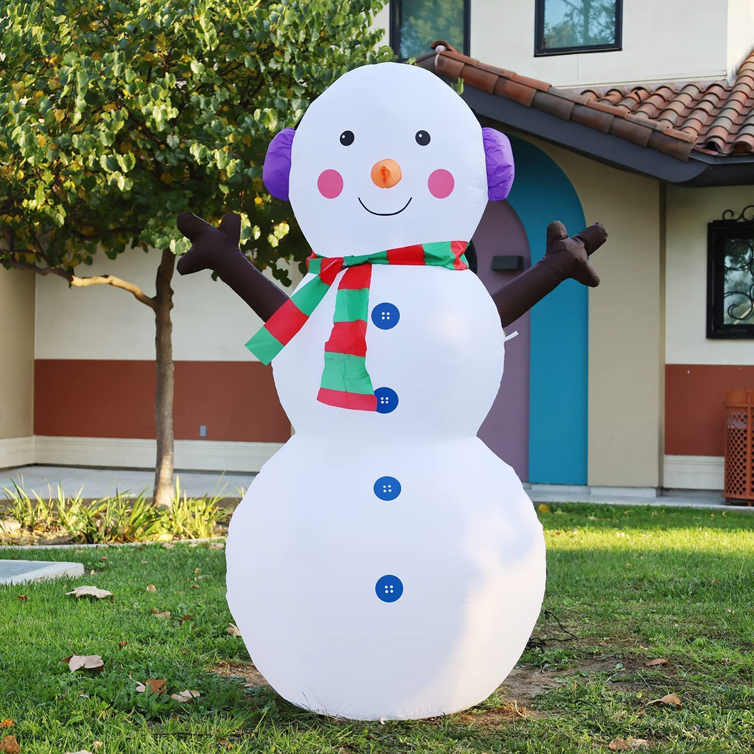 GOOSH 6 FT Christmas Inflatable Outdoor Snowman with Earbuds, Blow Up Yard Decoration Clearance with LED Lights Built-in for Holiday/Party/Xmas/Yard/Garden