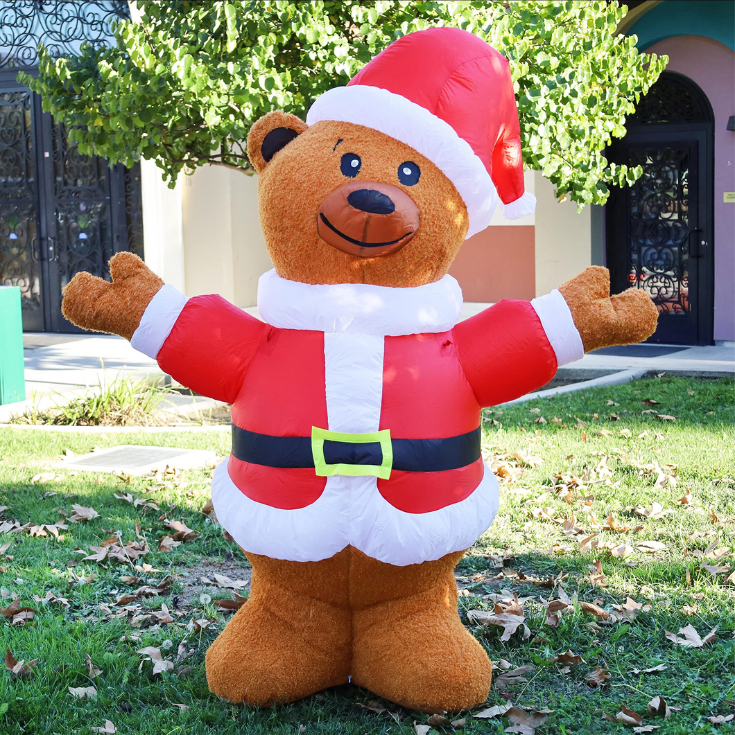 GOOSH 6 FT Height Christmas Inflatables Outdoor Brown Bear, Blow Up Yard Decoration Clearance with LED Lights Built-in for Holiday/Christmas/Party/Yard/Garden