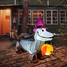 Load image into Gallery viewer, GOOSH 5Ft Halloween Inflatables Outdoor Decorations Skeleton Puppy Inflatable Yard Decoration with Build-in LEDs Blow Up Pumpkin for Halloween Party Indoor Outdoor Yard Garden
