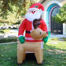 Load image into Gallery viewer, GOOSH 8Feet Inflatables Outdoor Christmas Santa Claus with Rein Deer, Blow Up Yard Decoration Clearance with LED Lights Built-in for Holiday/Christmas/Party/Yard/Garden
