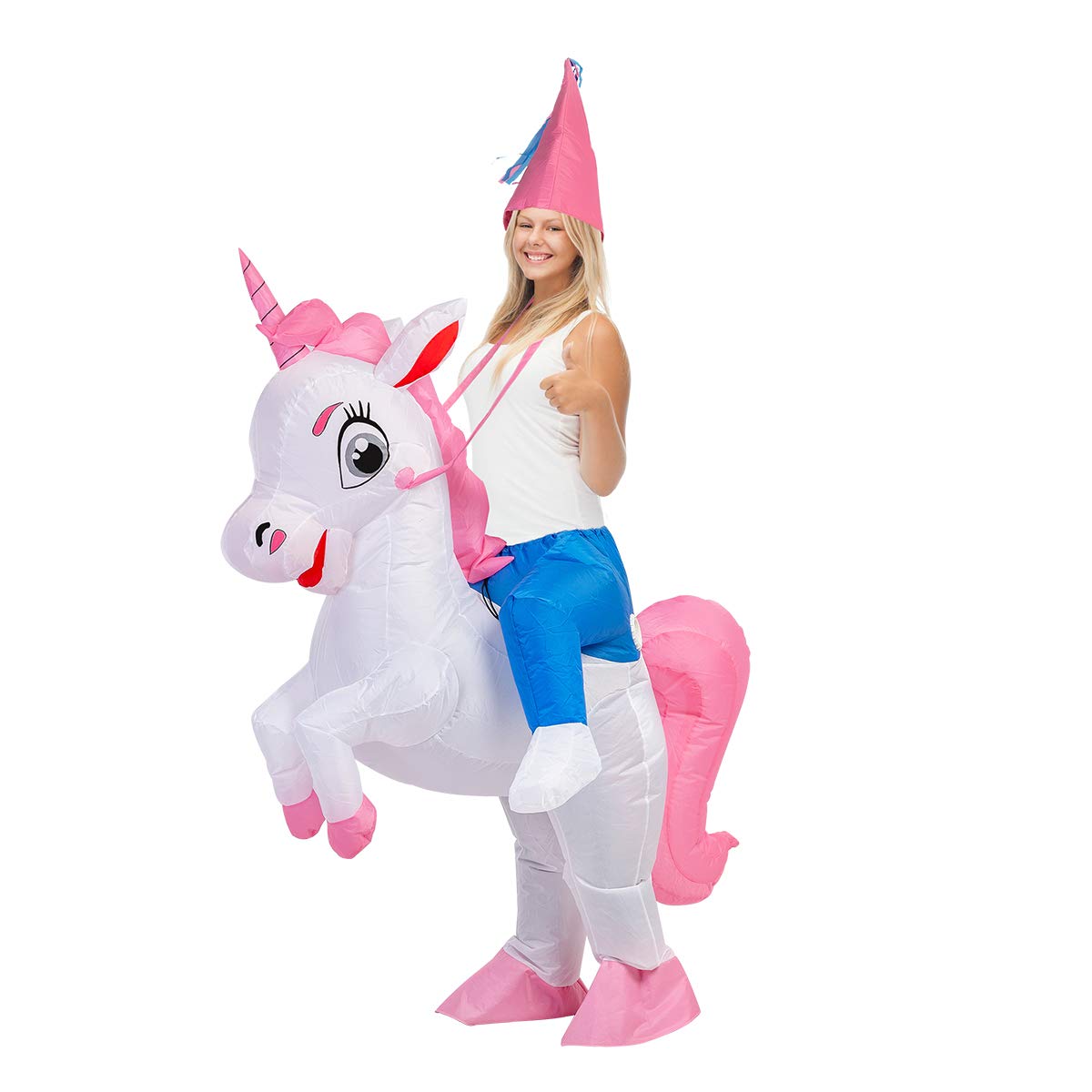 GOOSH Inflatable Costume for Adults, Halloween Costumes Men Women Unicorn Rider, Blow Up Costume for Unisex Godzilla Toy
