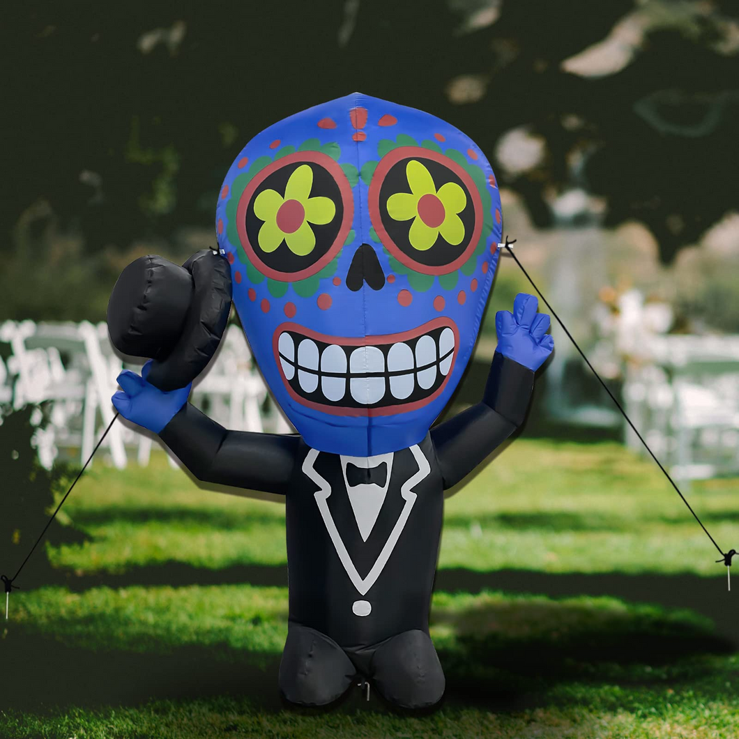 Halloween Inflatable 4.7FT Gentleman Ghost with Built-in LEDs Blow Up Yard Decoration for Holiday Party Indoor, Outdoor, Yard, Garden, Lawn