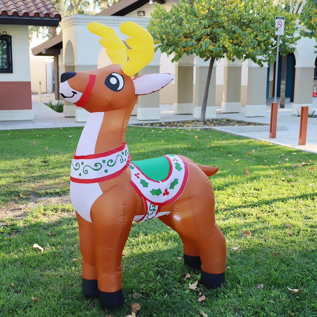 GOOSH 5.5 FT Height Christmas Inflatables Outdoor Reindeer, Blow Up Yard Decoration Clearance with LED Lights Built-in for Holiday/Christmas/Party/Yard/Garden