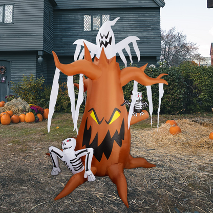 GOOSH 8.3 FT Height Halloween Inflatables Dead Tree with White Ghost and Owl, Blow Up Yard Decoration Clearance with LED Lights Built-in for Holiday/Party/Yard/Garden