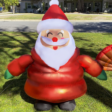 Load image into Gallery viewer, GOOSH 5 FT Height Christmas Inflatable Outdoor Smiley Santa Claus Wearing Coat, Blow Up Yard Decoration Clearance with LED Lights Built-in for Holiday/Party/Xmas/Yard/Garden
