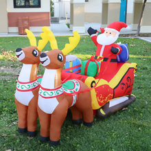 Load image into Gallery viewer, GOOSH 7 ft Christmas Inflatable Santa Reindeer Sled Outdoor Decoration LED Lights - Cute Fun Xmas Blow Up Yard Lawn Decorations
