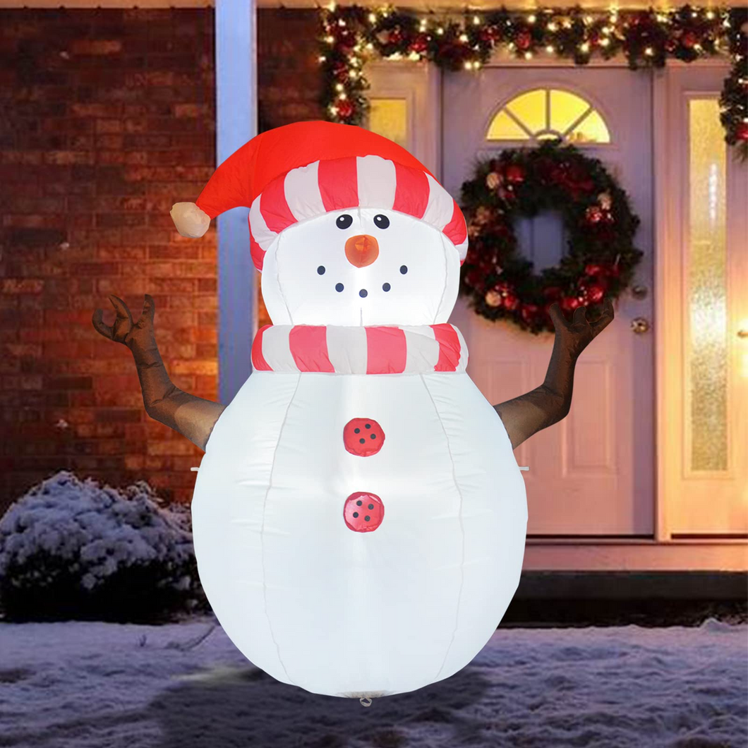Christmas Inflatables 5FT Snowman Wearing Striped Scarf Hat with Bright LED Light Yard Decoration,Christmas Inflatables Decorations Clearance for Xmas Party,Indoor,Outdoor,Garden,Yard Lawn