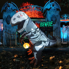 Load image into Gallery viewer, GOOSH 6.5 FT Inflatable Skeleton Dinosaur with Build-in LEDs T-Rex Holding Pumpkin for Halloween Yard Decor Indoor Outdoor Yard Lawn Decorations

