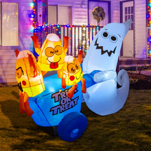 Load image into Gallery viewer, GOOSH 5.4 FT Height Halloween Inflatables Outdoor Ghost with Candy Cart, Blow Up Yard Decoration Clearance with LED Lights Built-in for Holiday/Party/Yard/Garden
