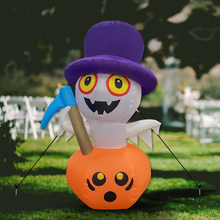 Load image into Gallery viewer, Halloween Inflatable 4FT Reaper Ghost Pumpkin with Built-in LEDs Blow Up Yard Decoration for Holiday Party Indoor, Outdoor, Yard, Garden, Lawn
