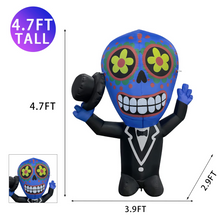 Load image into Gallery viewer, Halloween Inflatable 4.7FT Gentleman Ghost with Built-in LEDs Blow Up Yard Decoration for Holiday Party Indoor, Outdoor, Yard, Garden, Lawn
