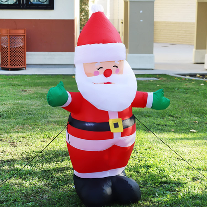 GOOSH 5 FT Christmas Inflatable Outdoor Smiley Santa Claus, Blow Up Yard Decoration Clearance with LED Lights Built-in for Holiday/Party/Xmas/Yard/Garden