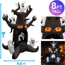 Load image into Gallery viewer, GOOSH 8 FT Halloween Inflatable Outdoor Dead Tree with Six White Ghosts, Blow Up Yard Decoration Clearance with LED Lights Built-in for Holiday/Party/Yard/Garden
