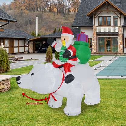 GOOSH 6 FT Christmas Inflatables Santa Clause Riding Bear with Shaking Head Outdoor Decorations Blow Up Yard Decor with LED Lights for Xmas Holiday Party Indoor Garden Lawn Décor