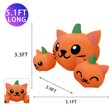 Load image into Gallery viewer, Halloween Inflatable 4FT Long Three Pumpkin Cat Head Combo with Built-in LEDs Blow Up Yard Decoration for Holiday Party Indoor, Outdoor, Yard, Garden, Lawn
