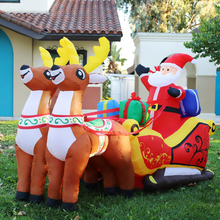 Load image into Gallery viewer, GOOSH 7 ft Christmas Inflatable Santa Reindeer Sled Outdoor Decoration LED Lights - Cute Fun Xmas Blow Up Yard Lawn Decorations
