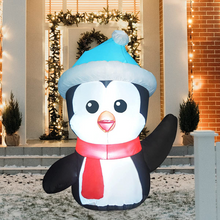 Load image into Gallery viewer, GOOSH 4.2 FT Height Christmas Inflatables Outdoor Cute Penguin with Blue Hat, Blow Up Yard Decoration Clearance with LED Lights Built-in for Holiday/Christmas/Party/Yard/Garden
