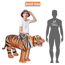 Load image into Gallery viewer, GOOSH Adult Size Inflatable Tiger Unisex Costume Blow Up Men Women Riding a Tiger Deluxe Halloween Funny Costume Godzilla Toy
