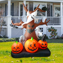 Load image into Gallery viewer, GOOSH 8 FT Halloween Inflatables Outdoor Dead Tree with White Ghosts &amp; Pumpkins, Blow Up Yard Decoration Clearance with LED Lights Built-in for Holiday/Christmas/Party/Yard/Garden
