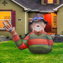 Load image into Gallery viewer, GOOSH 5 FT Height Halloween Inflatables Outdoor Zombie Man in hat with Hand Raising, Blow Up Yard Decoration Clearance with LED Lights Built-in for Holiday/Party/Yard/Garden
