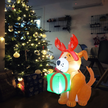 Load image into Gallery viewer, GOOSH 5 FT Height Christmas Inflatables Outdoor Puppy Dangling Gift Box, Blow Up Yard Decoration Clearance with LED Lights Built-in for Holiday/Christmas/Party/Yard/Garden
