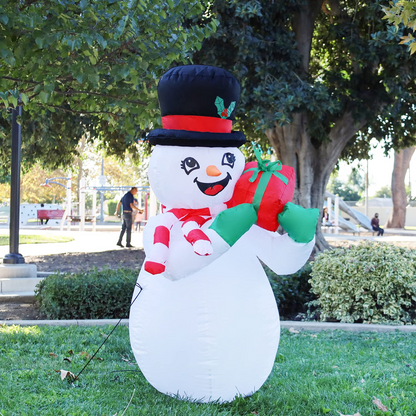 GOOSH 6 FT Height Christmas Inflatables Snowman with Gift Box, Blow Up Yard Decoration Clearance with LED Lights Built-in for Holiday/Party/Yard/Garden