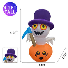 Load image into Gallery viewer, Halloween Inflatable 4FT Reaper Ghost Pumpkin with Built-in LEDs Blow Up Yard Decoration for Holiday Party Indoor, Outdoor, Yard, Garden, Lawn
