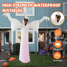 Load image into Gallery viewer, GOOSH 12 FT Tall Halloween Inflatables Giant Spooky Grim Reaper Ghost with Growing Red Eyes Blow Up Flame Lights Decorations for Holiday Garden Yard Lawn Decor
