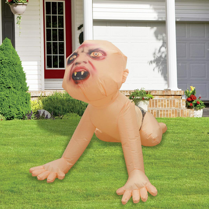 GOOSH 4FT Halloween Inflatable Outdoor Zombie Baby Blow Up Yard Decoration Clearance with LED Lights Built-in for Holiday/Party/Yard/Garden
