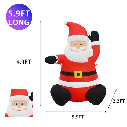 GOOSH 4 FT Christmas Inflatable Santa Claus Sitting Blow UP Yard Decorations for Xmas Garden Lawn Decor