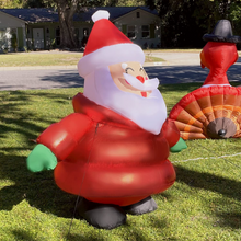 Load image into Gallery viewer, GOOSH 5 FT Height Christmas Inflatable Outdoor Smiley Santa Claus Wearing Coat, Blow Up Yard Decoration Clearance with LED Lights Built-in for Holiday/Party/Xmas/Yard/Garden
