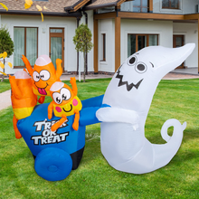 Load image into Gallery viewer, GOOSH 5.4 FT Height Halloween Inflatables Outdoor Ghost with Candy Cart, Blow Up Yard Decoration Clearance with LED Lights Built-in for Holiday/Party/Yard/Garden
