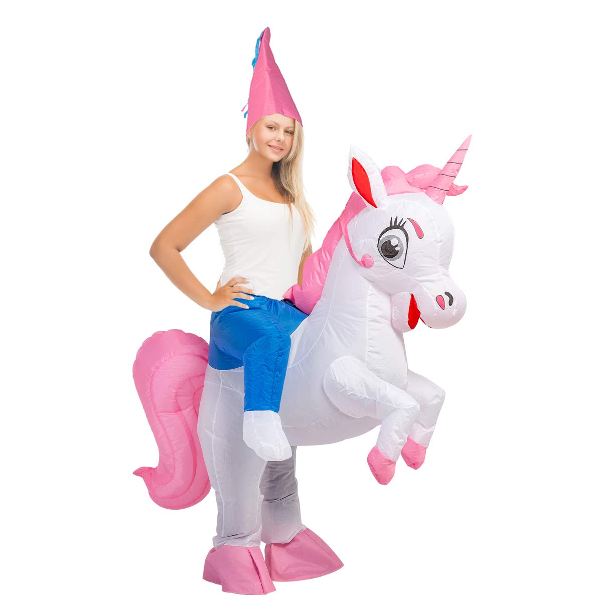 GOOSH Inflatable Costume for Adults, Halloween Costumes Men Women Unicorn Rider, Blow Up Costume for Unisex Godzilla Toy