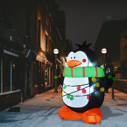 GOOSH 4.2 FT Height Christmas Inflatables Outdoor Penguin Wearing Green Scarf, Blow Up Yard Decoration Clearance with LED Lights Built-in for Holiday/Christmas/Party/Yard/Garden