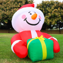 Load image into Gallery viewer, GOOSH 4.5 FT Height Christmas Inflatables Outdoor Snowman with Christmas Hat &amp; Gift Box, Blow Up Yard Decoration Clearance with LED Lights Built-in for Holiday/Christmas/Party/Yard/Garden
