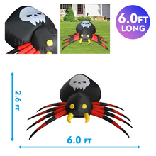 Load image into Gallery viewer, GOOSH 6 FT Width Halloween Inflatable Outdoor Spider with Magic Light, Blow Up Yard Decoration Clearance with LED Lights Built-in for Holiday/Party/Yard/Garden
