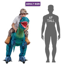 Load image into Gallery viewer, GOOSH Inflatable Costume for Adults and Children, Halloween Costumes Men Women Green Dinosaur Rider, Blow Up Costume Unisex Godzilla Toy
