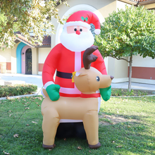 Load image into Gallery viewer, GOOSH 8Feet Inflatables Outdoor Christmas Santa Claus with Rein Deer, Blow Up Yard Decoration Clearance with LED Lights Built-in for Holiday/Christmas/Party/Yard/Garden
