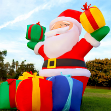 Load image into Gallery viewer, GOOSH 6.2 FT Height Christmas Inflatables Outdoor Smiling Santa Claus with Present Boxes, Blow Up Yard Decoration Clearance with LED Lights Built-in for Holiday/Christmas/Party/Yard/Garden
