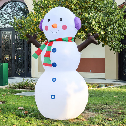 GOOSH 6 FT Christmas Inflatable Outdoor Snowman with Earbuds, Blow Up Yard Decoration Clearance with LED Lights Built-in for Holiday/Party/Xmas/Yard/Garden