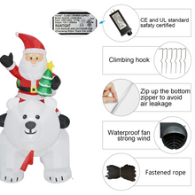 Load image into Gallery viewer, Christmas Inflatables 6FT Santa Claus Sitting on Polar Bear with Shaking Head Bright LED Light Yard Decoration, Xmas Party,Indoor,Outdoor,Garden,Yard Lawn Christmas Inflatable Clearance
