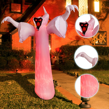 Load image into Gallery viewer, GOOSH 12 FT Tall Halloween Inflatables Giant Spooky Grim Reaper Ghost with Growing Red Eyes Blow Up Flame Lights Decorations for Holiday Garden Yard Lawn Decor
