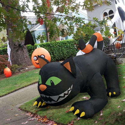 GOOSH 6 FT Halloween Inflatables Black Cat Outdoor Decorations Blow Up Yard Large Cat with Moving Head and Built-in LEDs for Indoor Party Garden Lawn Decor