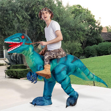 Load image into Gallery viewer, GOOSH Inflatable Costume for Adults and Children, Halloween Costumes Men Women Green Dinosaur Rider, Blow Up Costume Unisex Godzilla Toy
