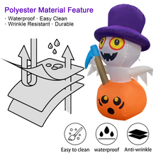 Load image into Gallery viewer, Halloween Inflatable 4FT Reaper Ghost Pumpkin with Built-in LEDs Blow Up Yard Decoration for Holiday Party Indoor, Outdoor, Yard, Garden, Lawn
