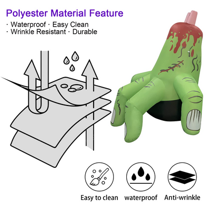 GOOSH 6 FT Halloween Inflatables Hand Outdoor Decorations Blow Up Yard Scary Green Giant with Built-in LEDs for Indoor Party Garden Lawn Decor