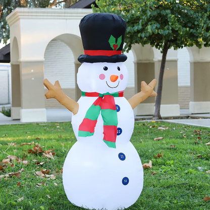 GOOSH 4 FT Height Christmas Inflatable Outdoor Snowman with Top Hat, Blow Up Yard Decoration Clearance with LED Lights Built-in for Holiday/Party/Xmas/Yard/Garden
