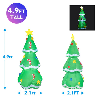GOOSH 5 FT Height Christmas Inflatables Tree Decorations, Blow Up Yard Decoration Clearance with LED Lights Built-in for Holiday/Party/Yard/Garden