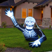 Load image into Gallery viewer, GOOSH 5 FT Height Halloween Inflatables Outdoor Skeleton Zombie Raising a Hand Up with Long Fingers, Blow Up Yard Decoration Clearance with LED Lights Built-in for Holiday/Party/Yard/Garden
